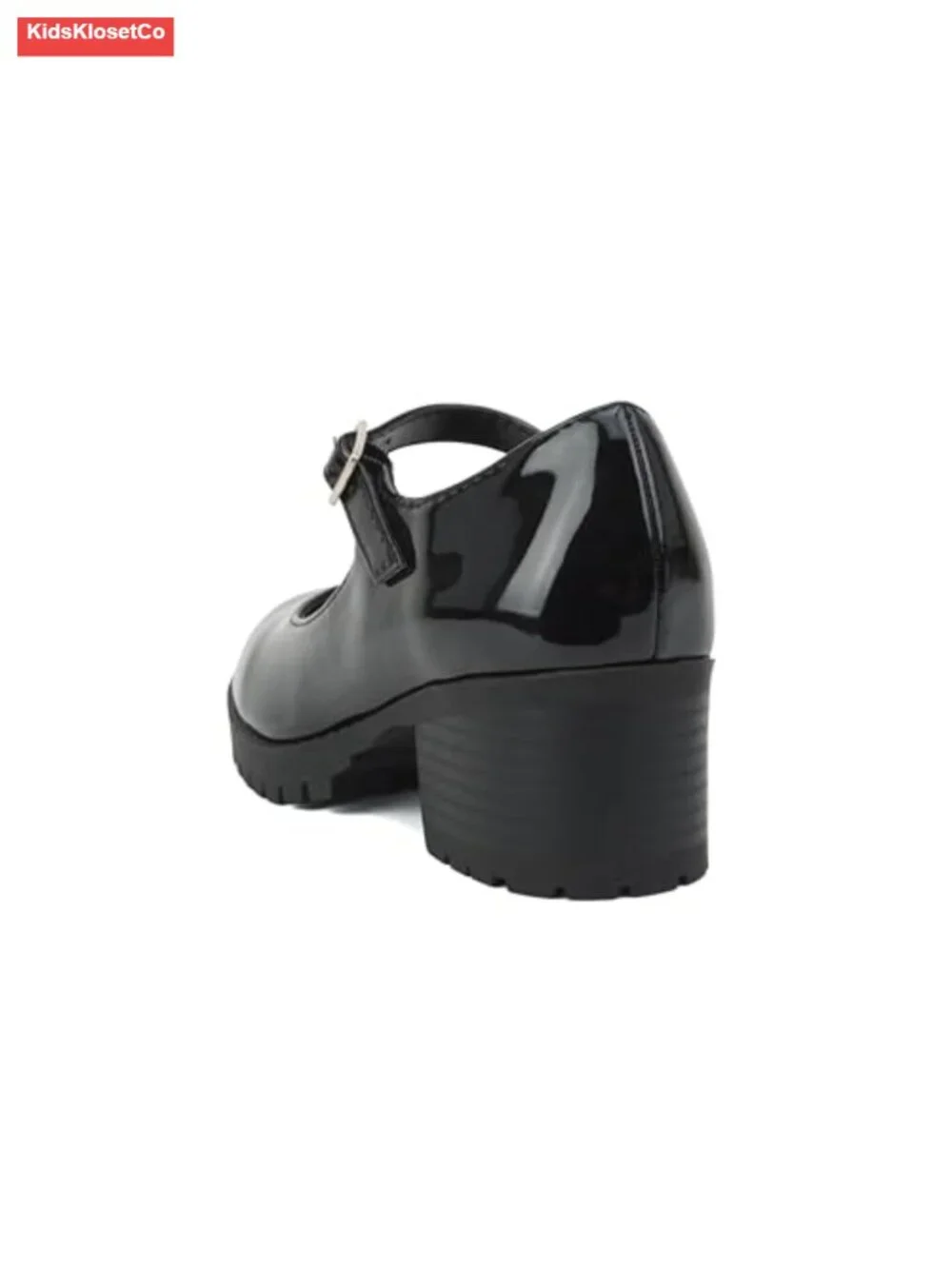 Girls Lug Sole Block Heel Mary Jane Shoes Adjustable Strap